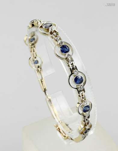 14 kt gold bracelet with sapphires and diamonds