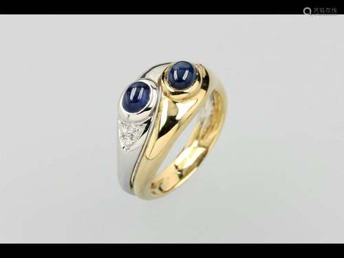 18 kt gold ring with sapphires and brilliants