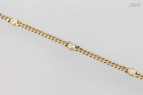 14 kt gold flat curb bracelet with brilliants