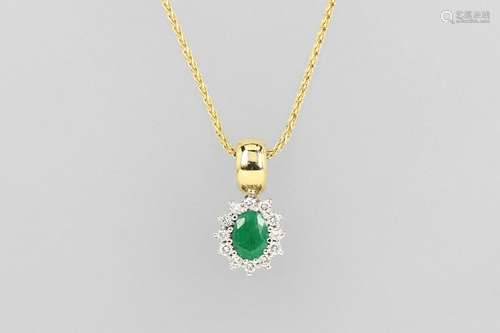 14 kt gold CHRIST clippendant with emerald and brilliants