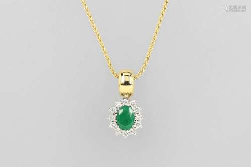 14 kt gold CHRIST clippendant with emerald and brilliants