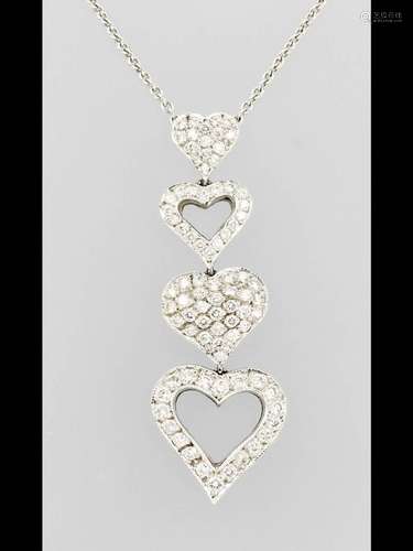 18 kt gold necklace 'hearts' with brilliants