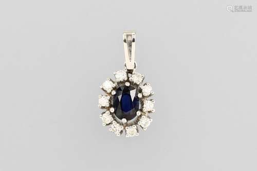 14 kt gold pendant with sapphire and brilliants