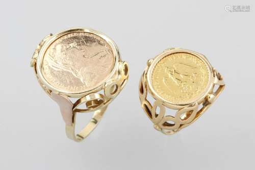 Lot 2 rings with coin inlay