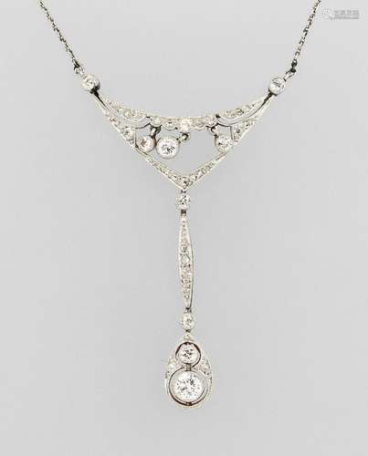 Art-Deco necklace with diamonds, YG 585/000 and platinum