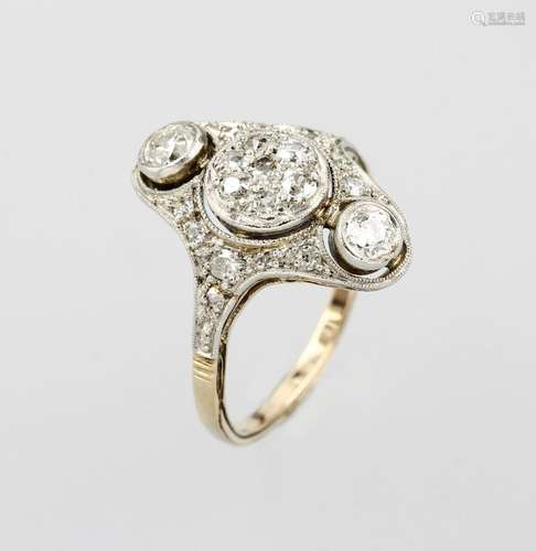 14 kt gold marquise ring with diamonds