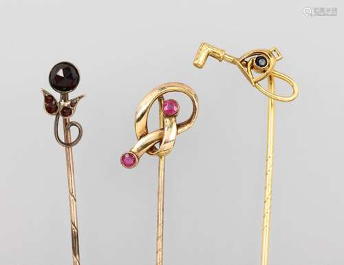 Lot 3 Art Nouveau tie pins, german approx. 1900