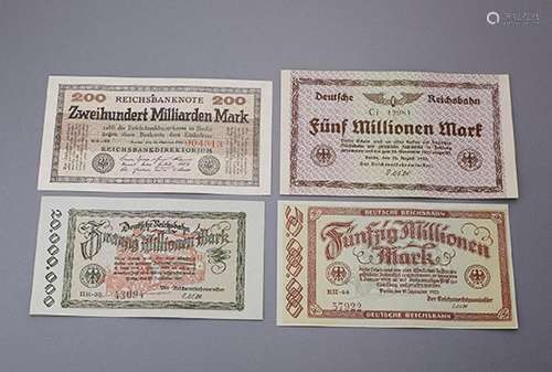 Lot 33 banknotes, German Reich