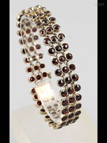 3-row bracelet with garnets, german approx. 1900