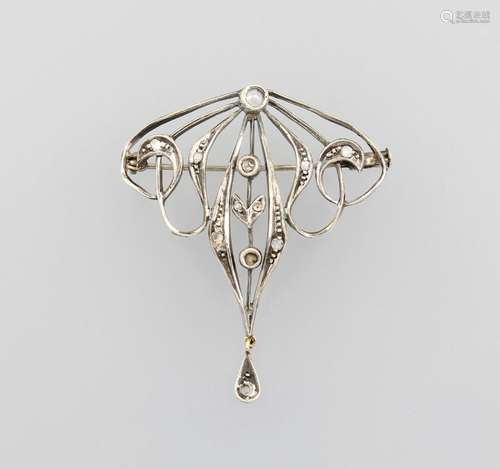 Art Nouveau brooch with diamonds, approx. 1890s