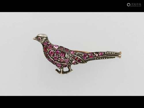 Brooch 'pheasant' with rubies