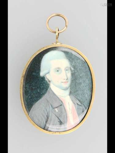 18 kt gold pendant with portrait painting