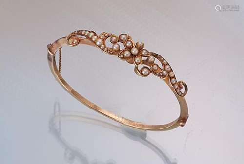 Art Nouveau bangle with pearl, german approx. 1890s