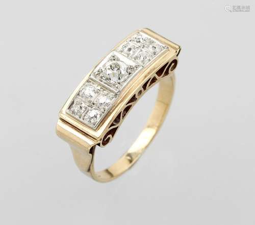 14 kt gold Art-Deco ring with diamonds