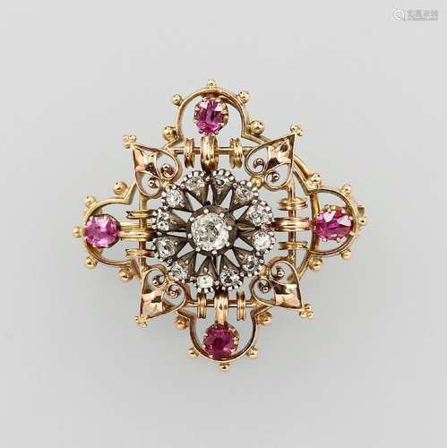 Brooch with rubies and diamonds