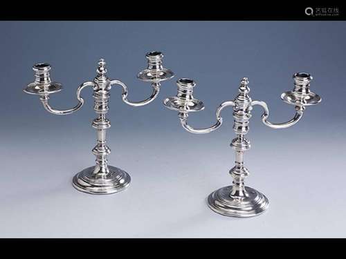 Pair 2-flame candleholder, silver