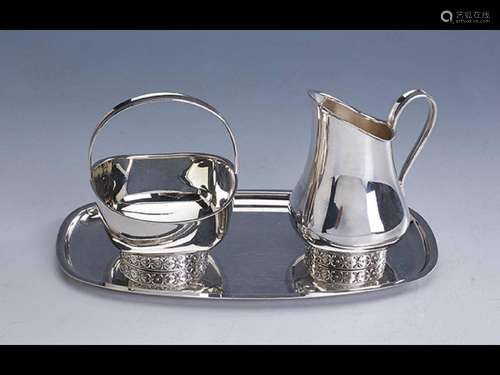 Milk jug and sugar bowl on tray