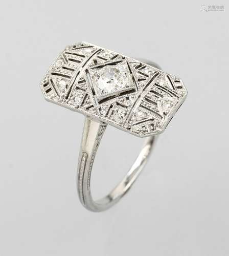 14 kt gold Art-Deco ring with diamonds