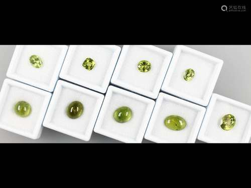 Lot 9 peridots total approx. 38 ct