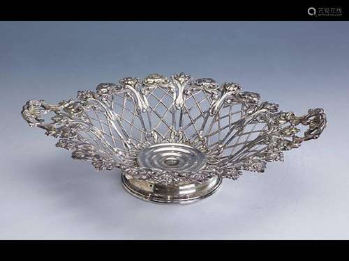 Basket for dried flowers, approx. 1870, 800 silver