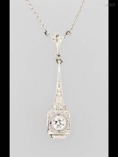 14 kt gold Art-Deco necklace with diamonds