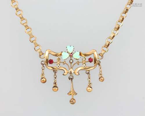 Necklace with opals, metal gilded