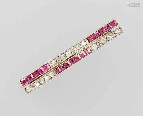 Art-Deco brooch with rubies and diamonds