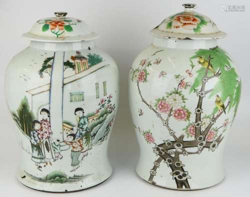 Pr QING CHINESE FAMILLE ROSE PARADISE BIRDS VASES