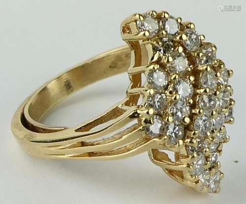 14KT YELLOW GOLD 2CT LADIES COCKTAIL RING