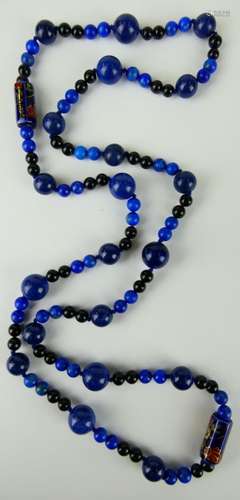 CHINESE LAPIS AND CLOISONNE LADIES NECKLACE