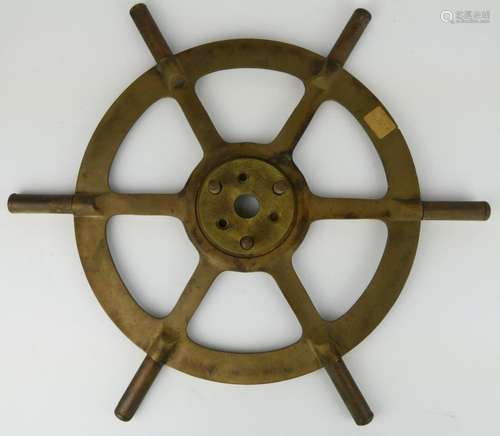 VINTAGE BRASS SHIP'S WHEEL