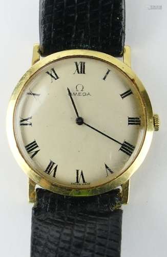 VINTAGE MEN'S OMEG 14 KT YELLOW GOLD WATCH