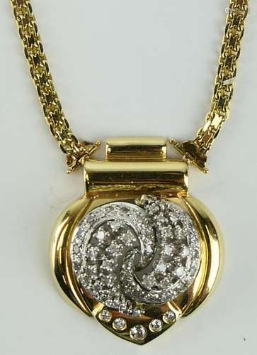 14KT Y GOLD 1 1/2 CT DIAMOND NECKLACE & PENDANT