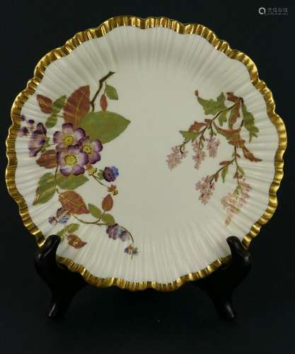 ROYAL WORCESTER #1416 FLORAL GILT PLATE