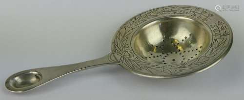 ANTIQUE MOSCOW RUSSIAN 84 SILVER TEA STRAINER