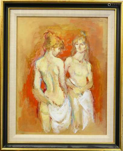 JAN DeRUTH (CZECH 1922-1991) TWO NUDES OIL / BOARD