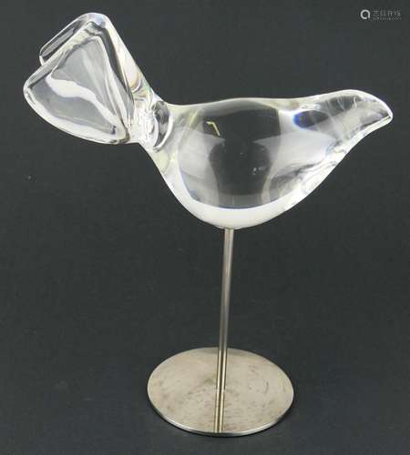 STEUBEN CRYSTAL DOVE FIGURE ON STAND