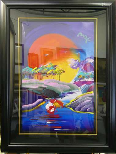 ORIGINAL PETER MAX ACRYLIC EMBELLISHED PRINT