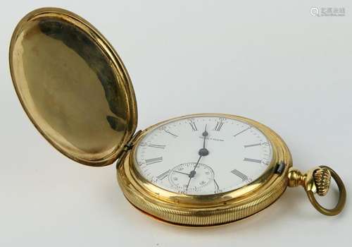 LARGE ANTIQUE HAMILTON 14KT Y GOLD POCKET WATCH