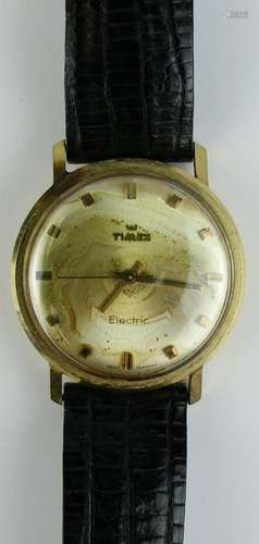 RARE GENT'S 14K YG CASE TIMEX ELECTRIC WRISTWATCH