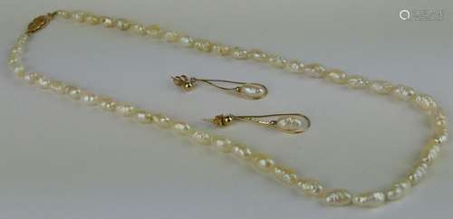 VINTAGE SUITE OF FRESH WATER PEARLS & 14KT Y GOLD