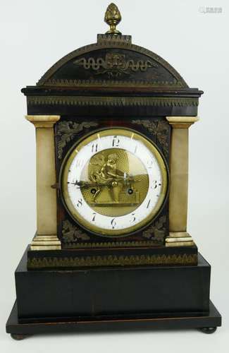 GERMAN BLACK FOREST WOODEN MANTEL CLOCK