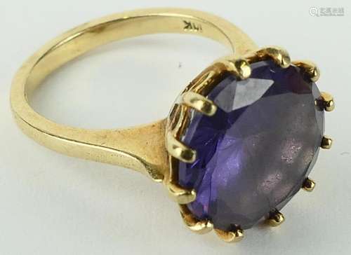 ANTIQUE 10CT Y GOLD AMETHYST LADIES RING