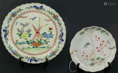 ANTIQUE FRENCH FAIENCE CHINOISERIE CHARGER & BOWL