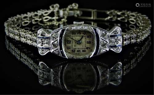 MINTON / ALDEN PLATINIUM DIAMOND ART DECO WATCH