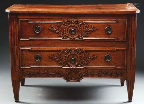 Louis XVI Style Carved Fruitwood Commode.