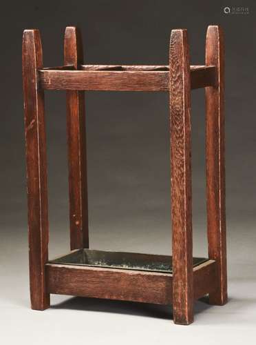 Gustav Stickley Umbrella Stand with Original Copper Drip Pan, No.55.