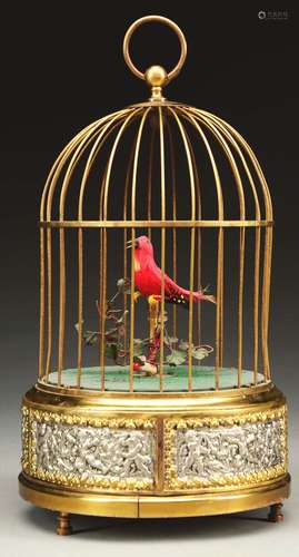 Antique Bird in a Cage Music Box .