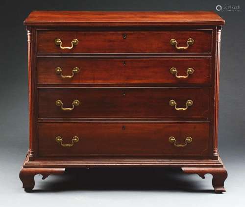 Chippendale Inlaid Cherry Four Drawer Chest.