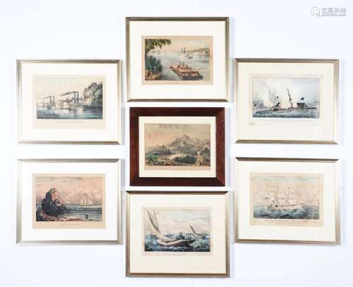 Group of 7: Currier & Ives Nautical Related Lithographs.